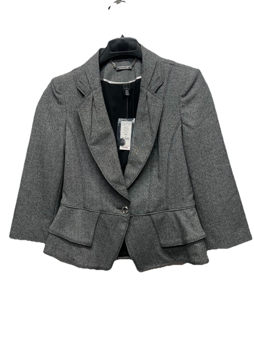 White House Black Market Gray Peplum Quarter Sleeve Blazer Size 4